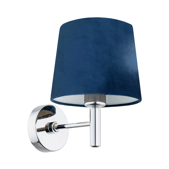 Vägglampa Bono, textilskärm, krom/blå