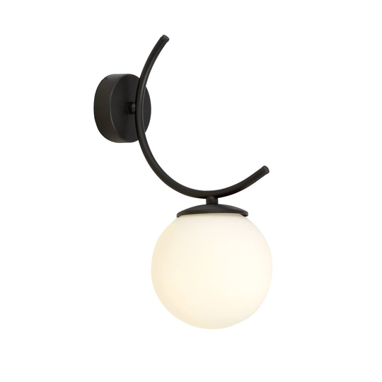 Vägglampa Boston, svart/opal, 1 lampa