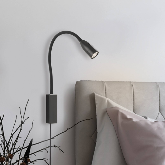LED-vägglampa Sten med geststyrning, svart