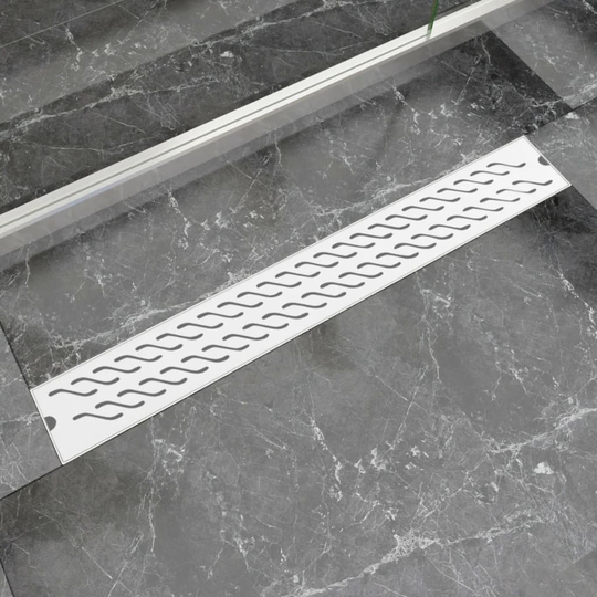 Avlång golvbrunn vågig 830x140 mm rostfritt stål