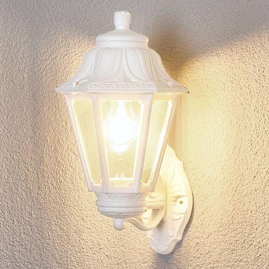 LED-utomhusvägglampa Bisso Anna vit uppåtriktad