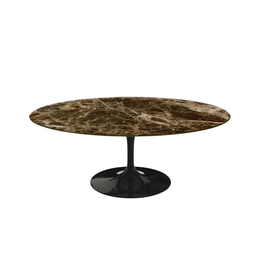 Saarinen Oval Table - Soffbord, Svart underrede, skiva i glansig brun