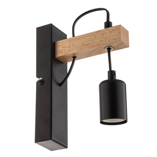 Vägglampa Tyske av trä, svart