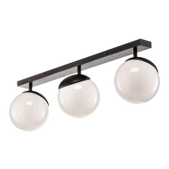 Taklampa Sfera 3 lampor direkt lång glas/svart