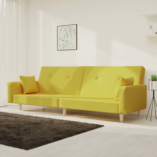 Bäddsoffa 2-sits med två kuddar grön tyg