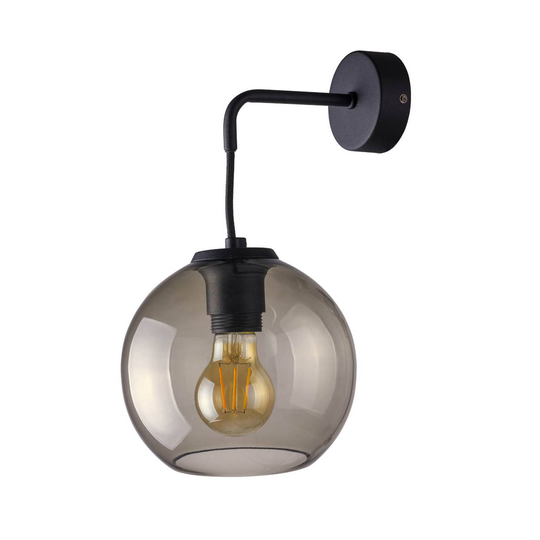 Vägglampa Vetro med rökgrå glasskärm