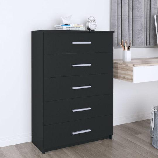 Byrå 71x35x108 cm svart spånskiva