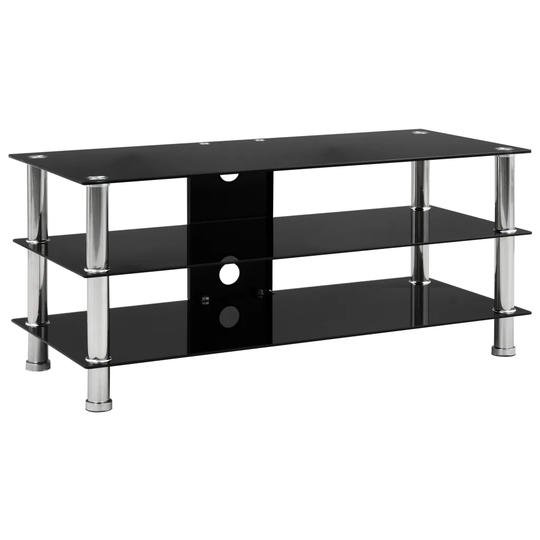 TV-bänk svart 90x40x40 cm härdat glas