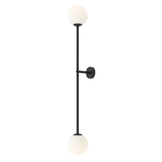 Vägglampa Alison, 2 lampor, svart/vit, 100 cm
