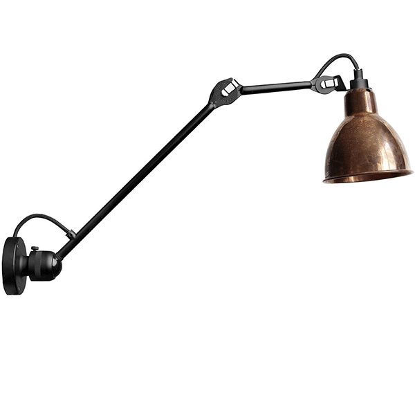 Lampe Gras N304 L60 Vägglampa Matt Svart & Rå Koppar Hardwired
