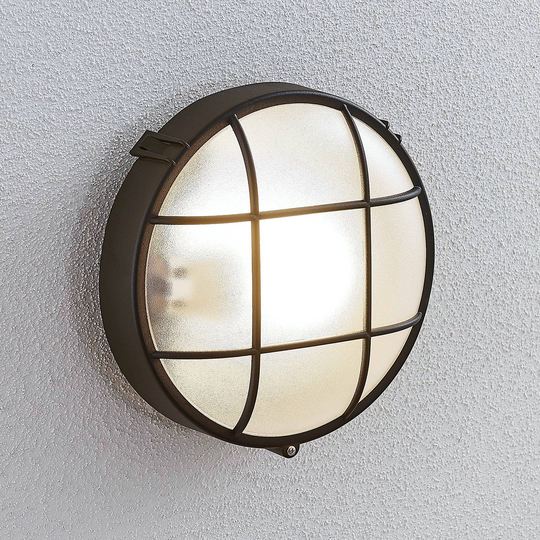 Utomhusvägglampa Alisha, rund, svart