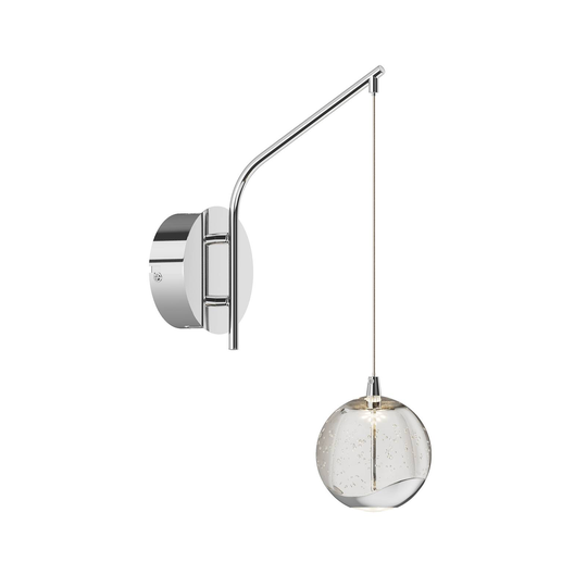 LED-vägglampa Hayley med hängande kula, krom