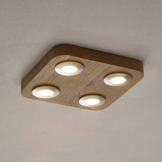 LED-taklampa Sunniva i ekträ med 4 lampor