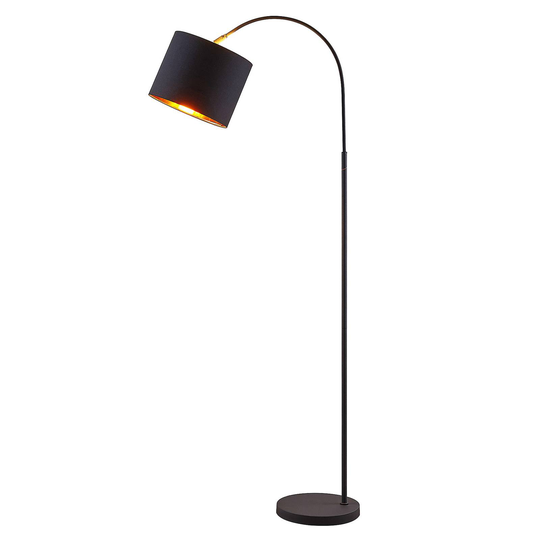 Lindby Keriba golvlampa, tyg, svart/guld