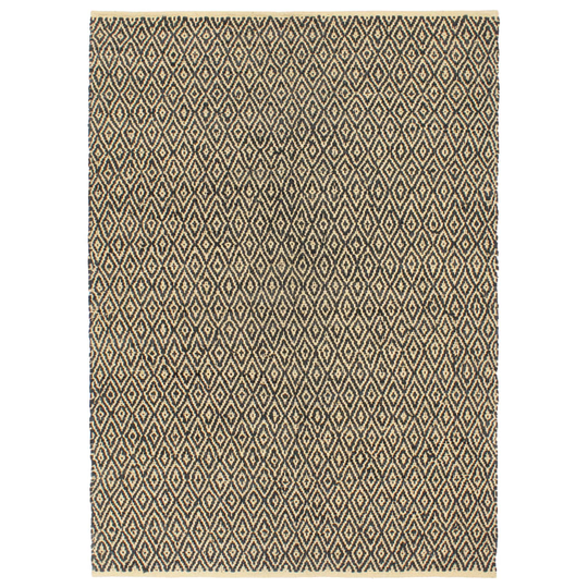 Handvävd matta Chindi läder bomull 160x230 cm svart