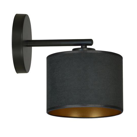 Vägglampa Jari tygskärm, svart guld