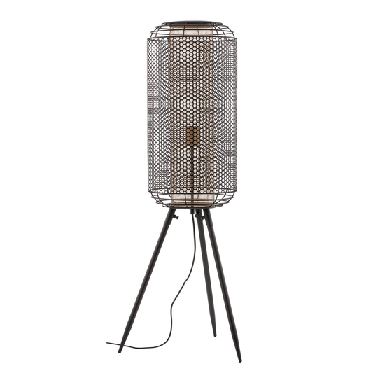 Golvlampa Denton, trebent, metallskärm