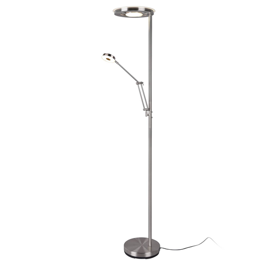 LED-uplight-golvlampa Barrie läslampa, matt nickel