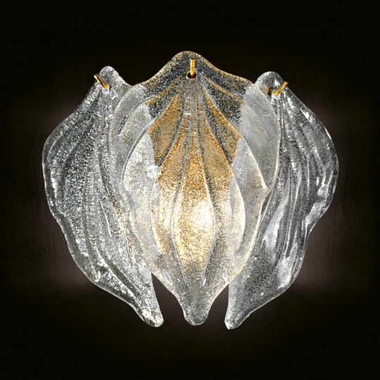 Glasvägglampa Foglie av Murano-glas