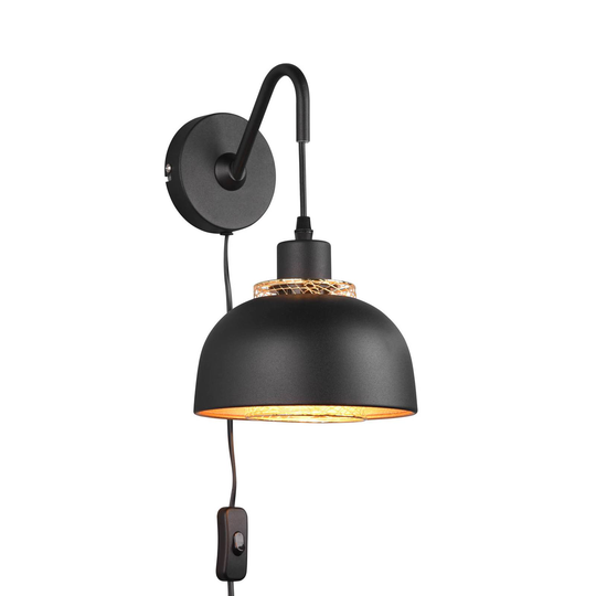 Vägglampa Punch strömbrytare kontakt, svart/guld
