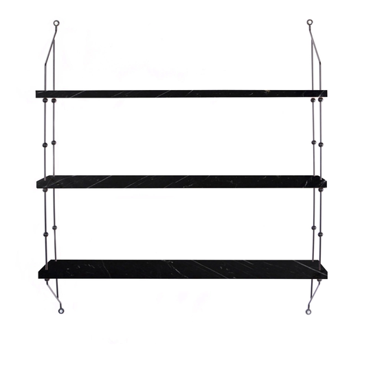 Morse, Black Steel Frame, Shelves: 3X Black Marble