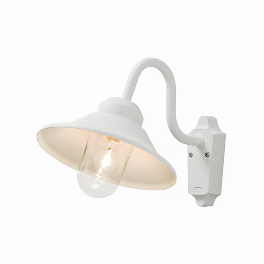 Utomhusvägglampa Vega, bredd 29,5 cm, vit