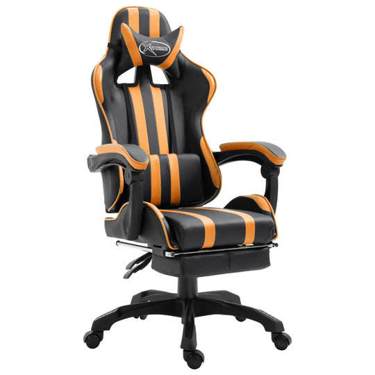 Gamingstol med fotstöd orange konstläder
