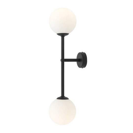 Vägglampa Alison, 2 lampor, svart/vit, 60cm