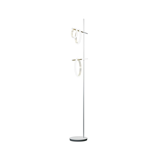 LED-golvlampa Ulaop, tre ringar, vit