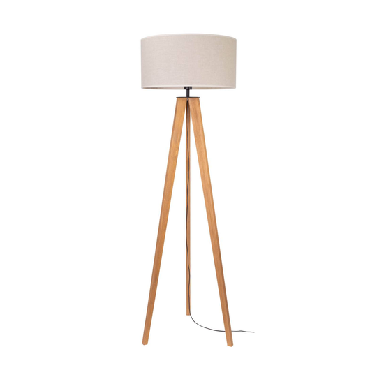 Golvlampa Maira, trebent, betsad tall, beige