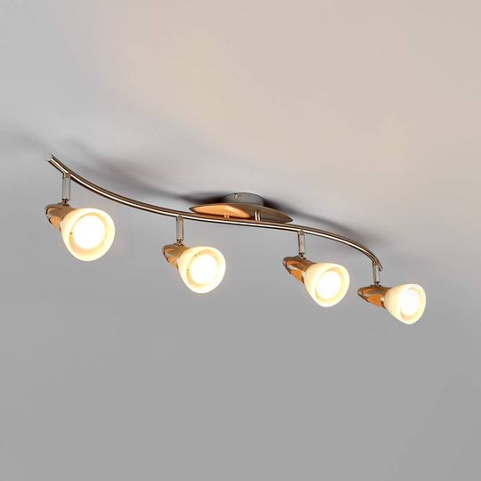 Trätaklampa Marena, 4 ljuskällor, E14 LED
