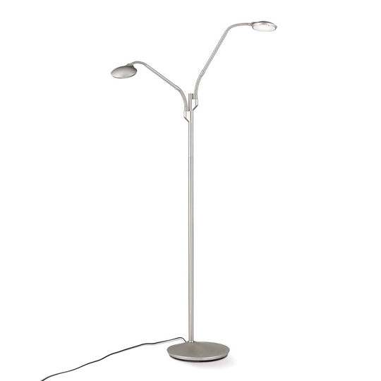 LED-golvlampa Cobra, 2 lampor, nickel matt