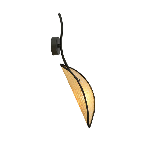 Vägglampa Lotus, svart/rottingoptik, 1 lampa