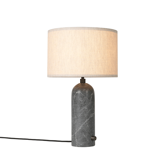 GUBI Gravity Bordslampa Grå Marmor och Skärm av Segelduk Mindre