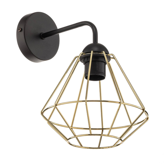 Vägglampa Lupo med gyllene burskärm