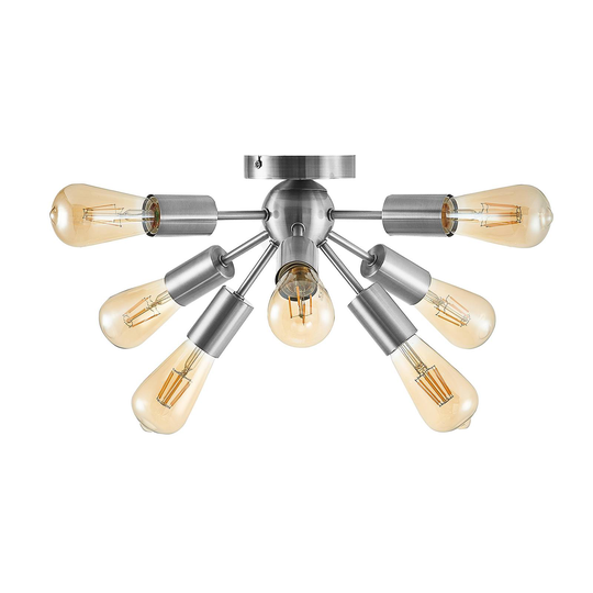 Lindby Rayos taklampa, satinerad nickel