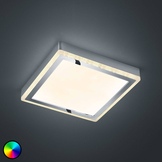 LED-taklampa Slide, vit, kantig, 25 x 25 cm