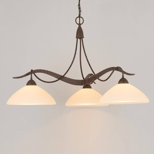 Hänglampa Samuele i lantstil, 3 lampor, creme