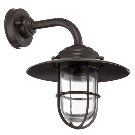 Utomhusvägglampa Chalet galler mässing, klar