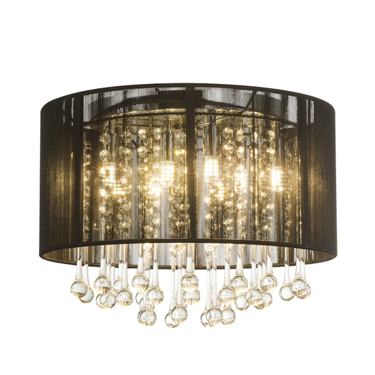 LED-taklampa Sierra med sidenskärm och hängen