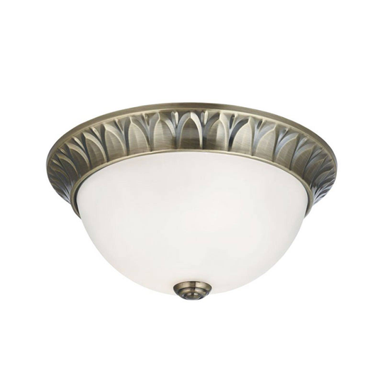 Glastaklampa Flush mässing antik, Ø 28 cm