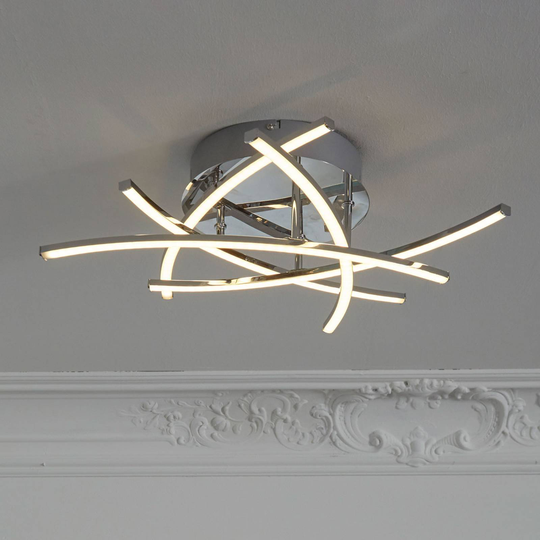 LED-taklampa Cross tunable white, 5 lampor, krom