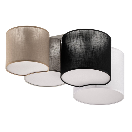 Taklampa Mona Colour, 4 lampor vit/brun/grå