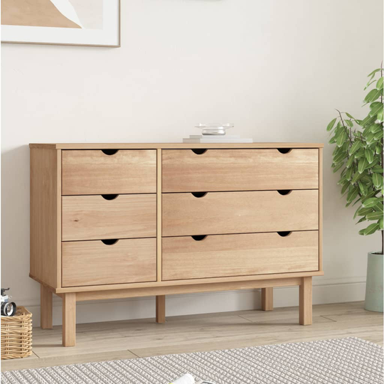 vidaXL Byrå 113,5x39,5x73 cm massiv furu