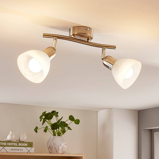 LED taklampa Paulina, nickelfärgad, 2 ljuskällor