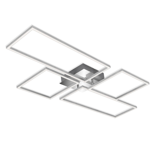 LED-taklampa Frame CCT, krom aluminium 110 x 54 cm