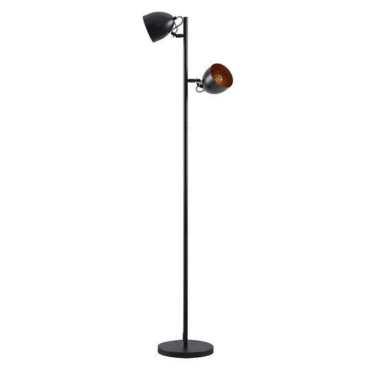 Lindby Fintja golvlampa, svart/guld, 2 lampor