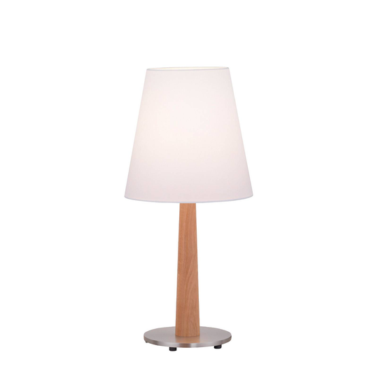 Lucande Elif Bordslampa vit, konisk, ek natur