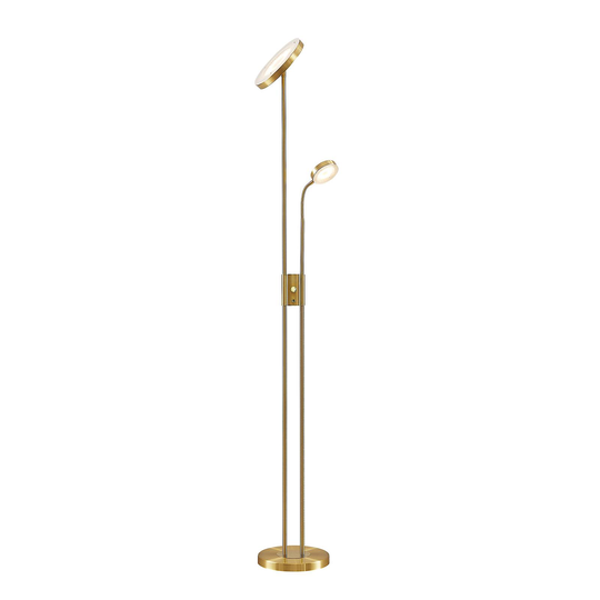 Lindby Seppa LED-golvlampa, rund, mässing