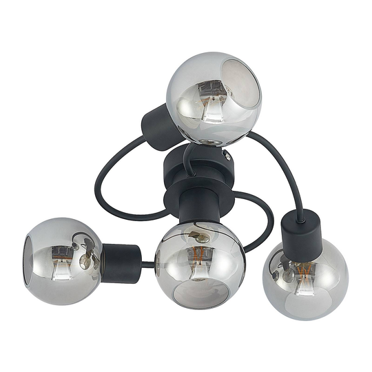 Lindby LED-taklampa Ciala, 4 lampor, svart rök